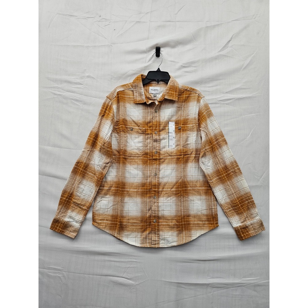 Goodfellow & Co Mens Plaid Flannel Shirt‎ Brown Cotton Casual Size Medium
